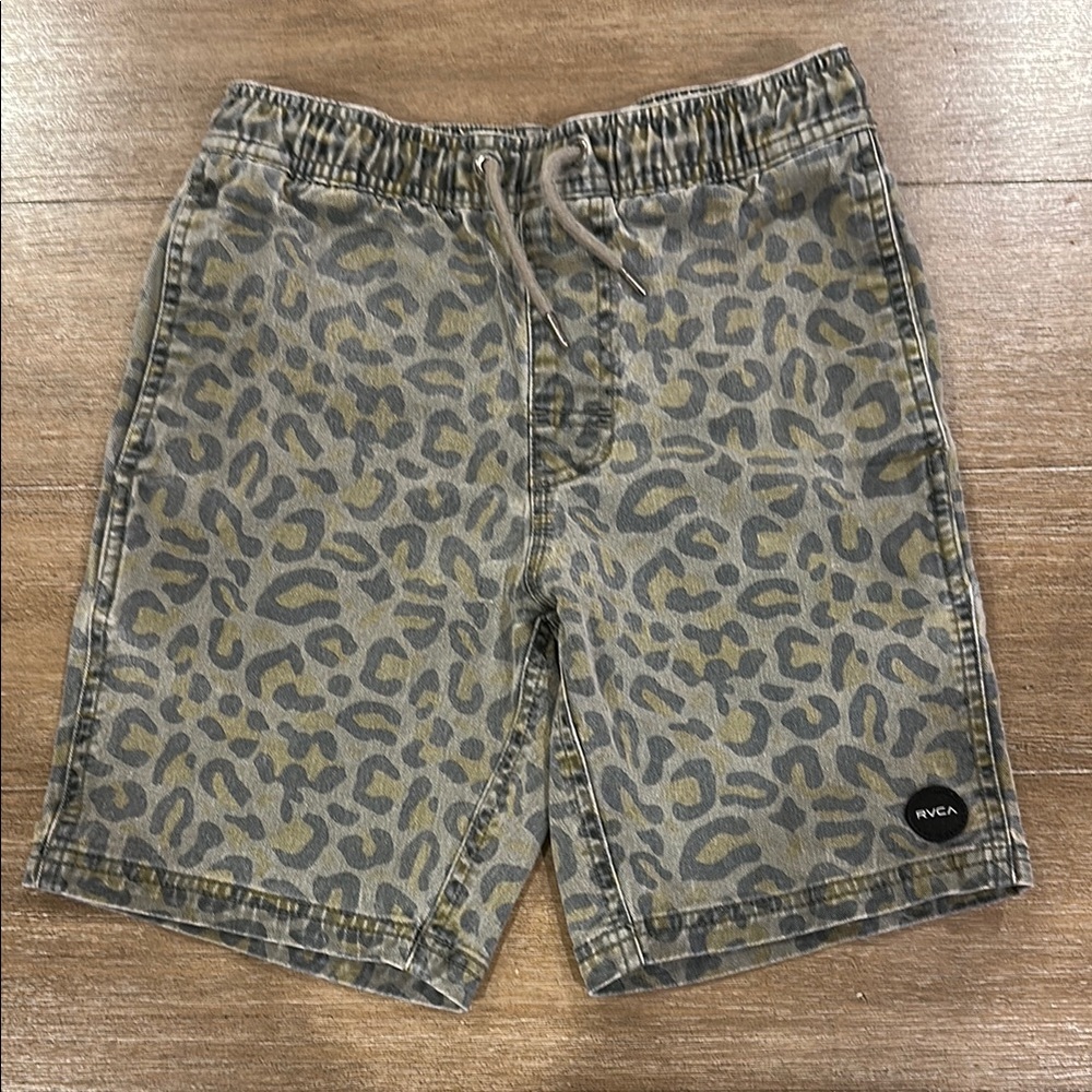 RVCA Boys Cheetah Print Drawstring Chino Shorts